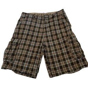 Arizona Jean Company Men's Dark Brown Plaid Cargo Shorts